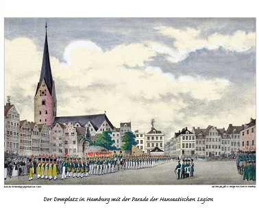 Domplatz in Hamborg mit de Hanseatische Legioon