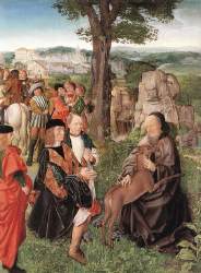 De Hillige Aegidius (rechterhand, mit de Hirschkoh) in en Malerie ut de Renaissance